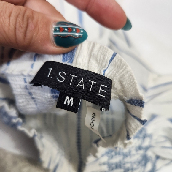 4x$25 1. State off the shoulder striped white top size medium - Picture 4 of 10